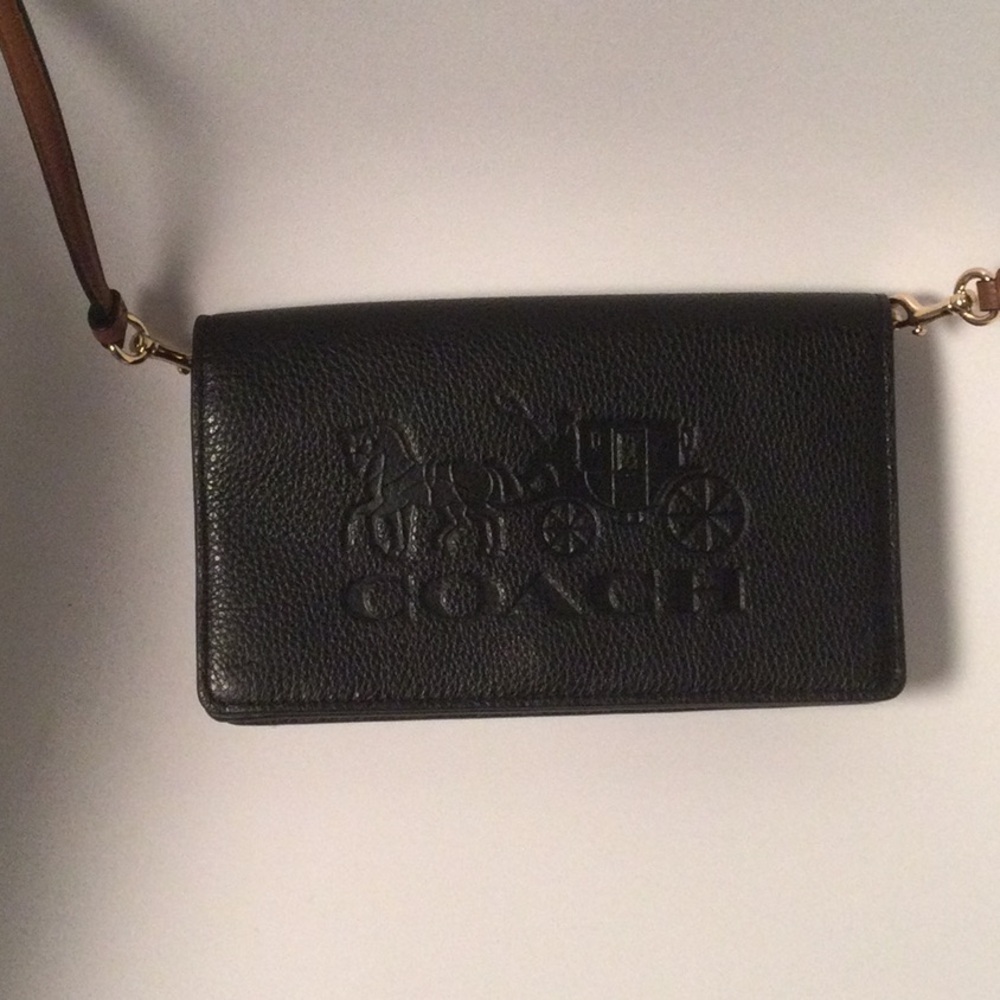 Coach Black Leather Crossbody Wallet